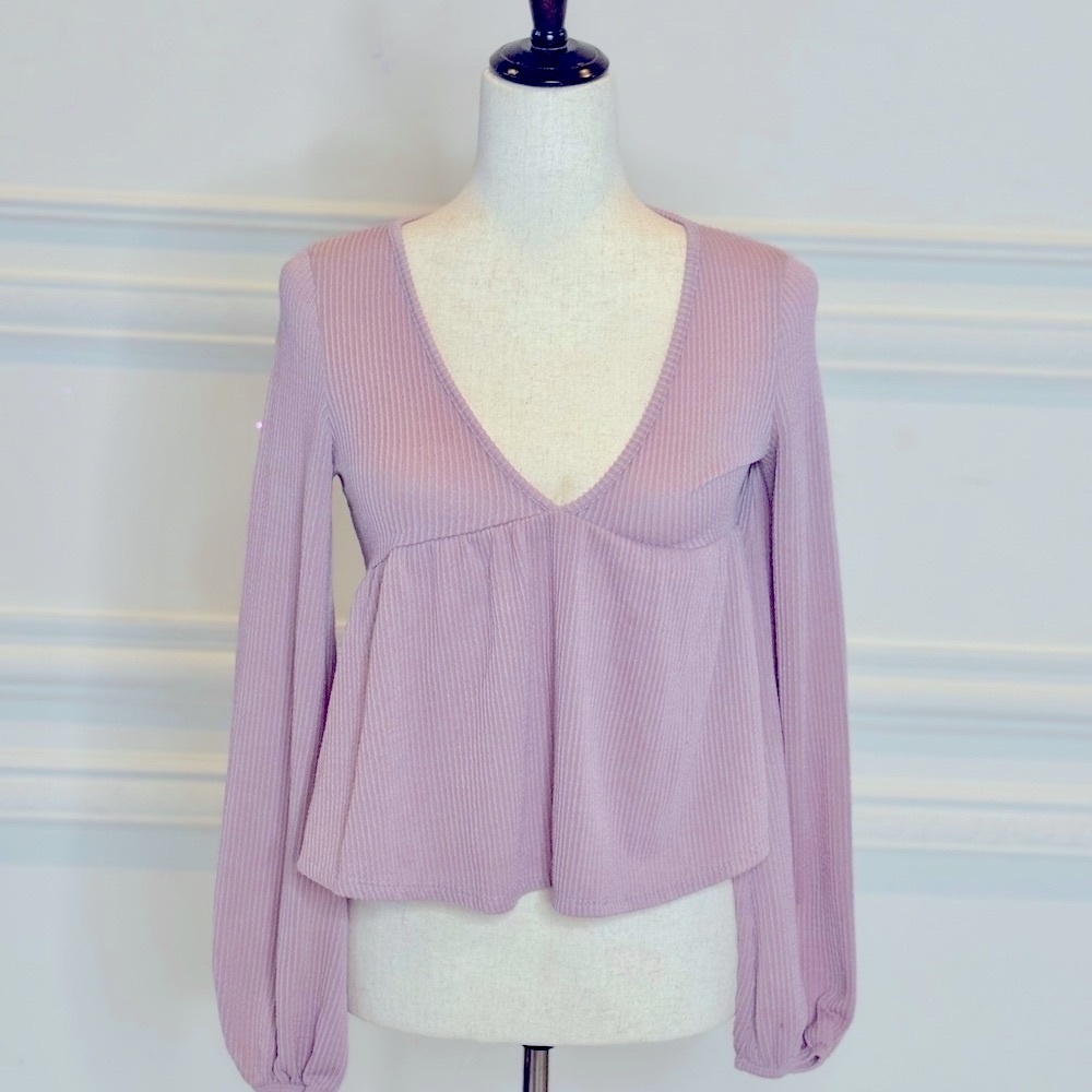 Mi Ami Ribbed Knit Top in Mauve Lavendar